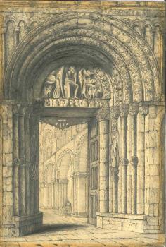 pencil drawing of Rochester cathedral