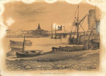 print of Rochester castle & bridge
