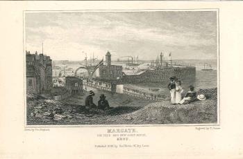 print of Margate pier & lighthouse