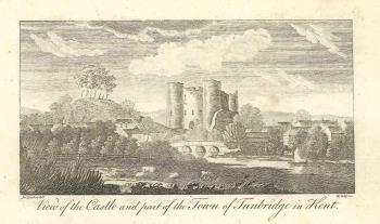 print of Tonbridge castle & part of town