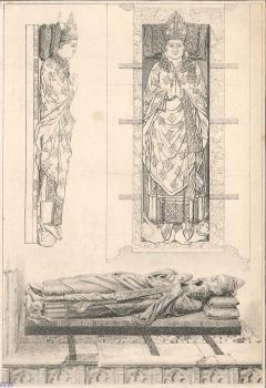 engraving of Bishop de Sheppey's tomb details
