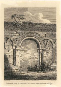 print of Rochester priory ruins