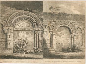 print of Rochester priory ruins