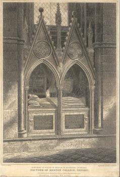 engraving of the tomb of Bishop Walter De Merton