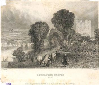 print of Rochester castle & bridge