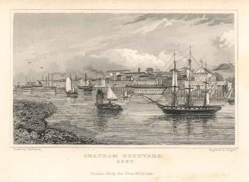 print of Chatham Dockyard in 1831