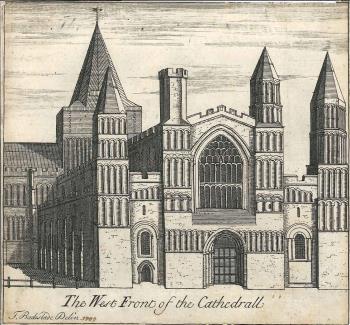 engraving, Rochester cathedral west end