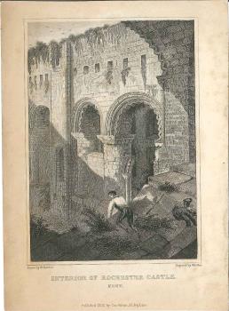 print of Rochester castle keep interior