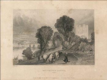print of Rochester castle & bridge