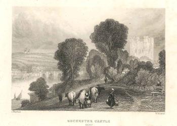 print of Rochester castle & bridge