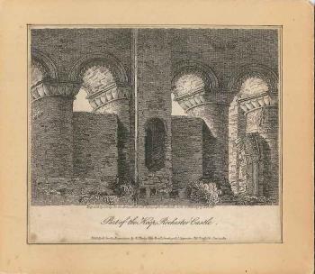 print of Rochester castle keep interior