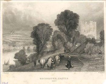 print of Rochester castle & bridge