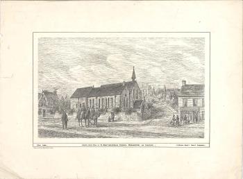 lithographic print of St Bart's Chapel