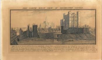 engraving of Rochester Castle