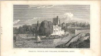 print of church & palace at Maidstone
