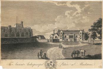 print of Bishop's Palace at Maidstone