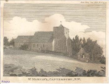 print of St Martin's church, Canterbury