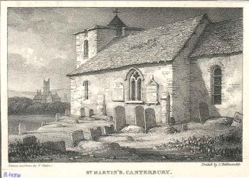 print of St Martin's church, Canterbury