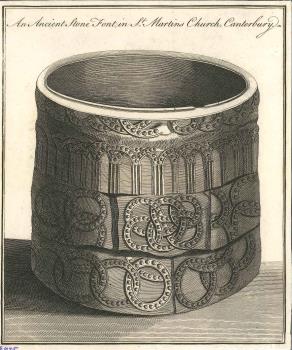 print of font, St Martins, Canterbury