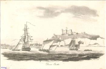 print of Dover castle from the sea