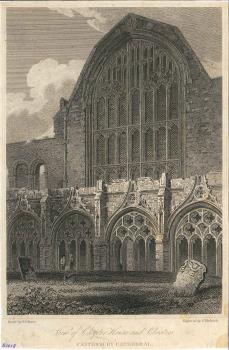 print of Canterbury cathedral cloisters
