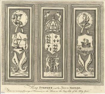 print of Faversham Abbey carvings