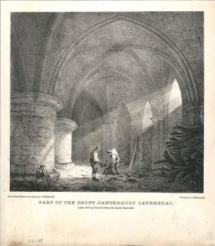 print of cathedral crypt, Canterbury