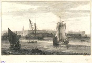 print of Deptford from the Thames
