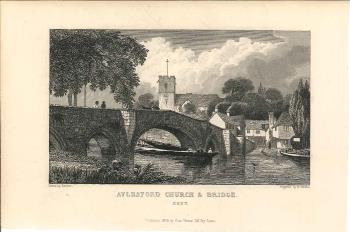 print of Aylesford church & bridge