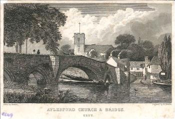 print of Aylesford church & bridge
