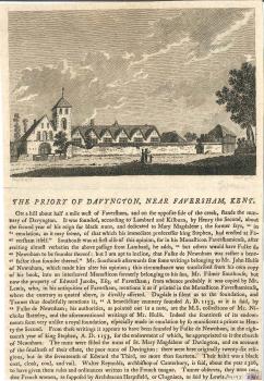 engraving of Davyngton (Davington) Priory