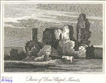 print of the ruins of Dene Chapel, Thanet