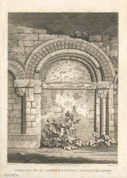 print of Rochester priory ruins
