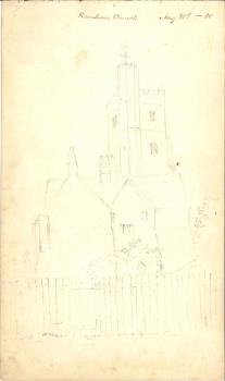 pencil drawing of Rainham church