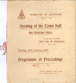 programme, Chatham Town Hall opening