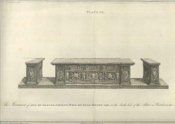 engraving, tomb in Westminster Abbey