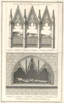 engraving, tombs of bishops