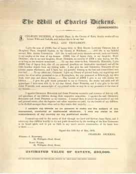facsimile will of Charles Dickens