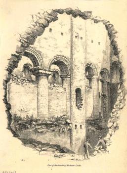 print of Rochester castle keep interior