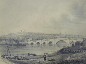pencil drawing of Rochester bridge