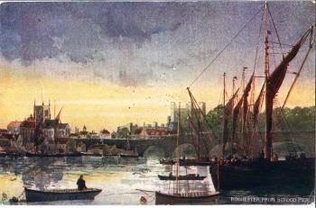Rochester river view postcard
