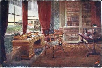 Gad's Hill House study postcard