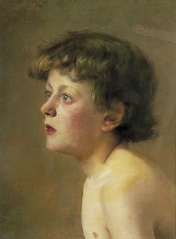 oil painting of a boy's head